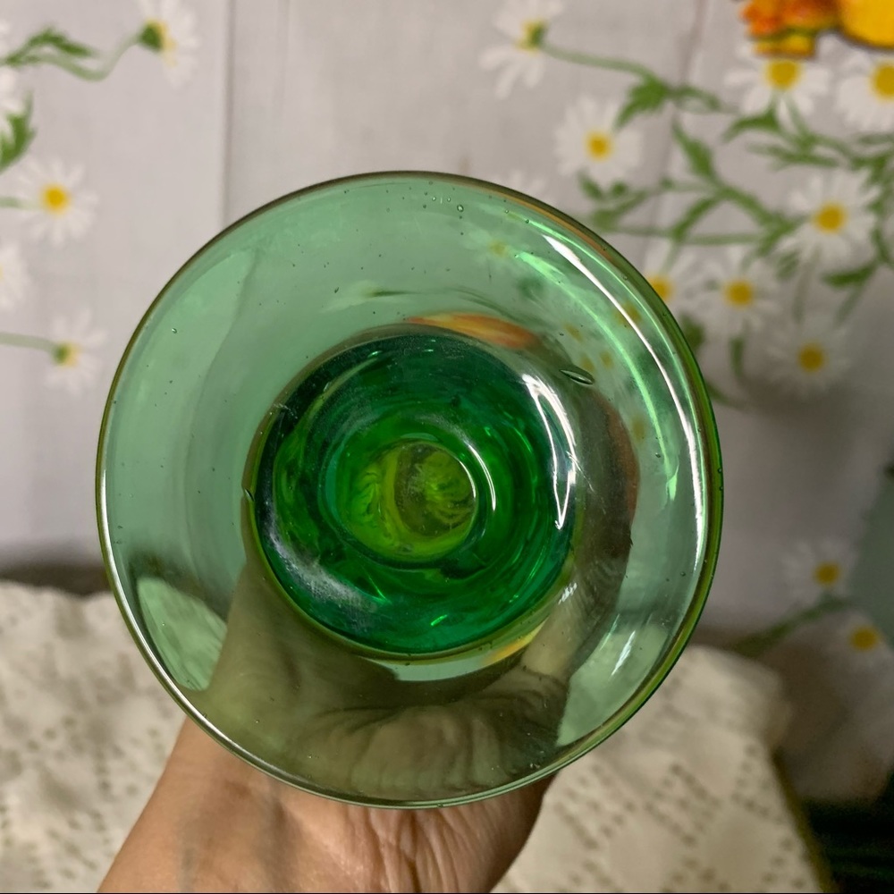 Vintage hand blown glass speckle green orange rose decorative art glass - Picture 7 of 8